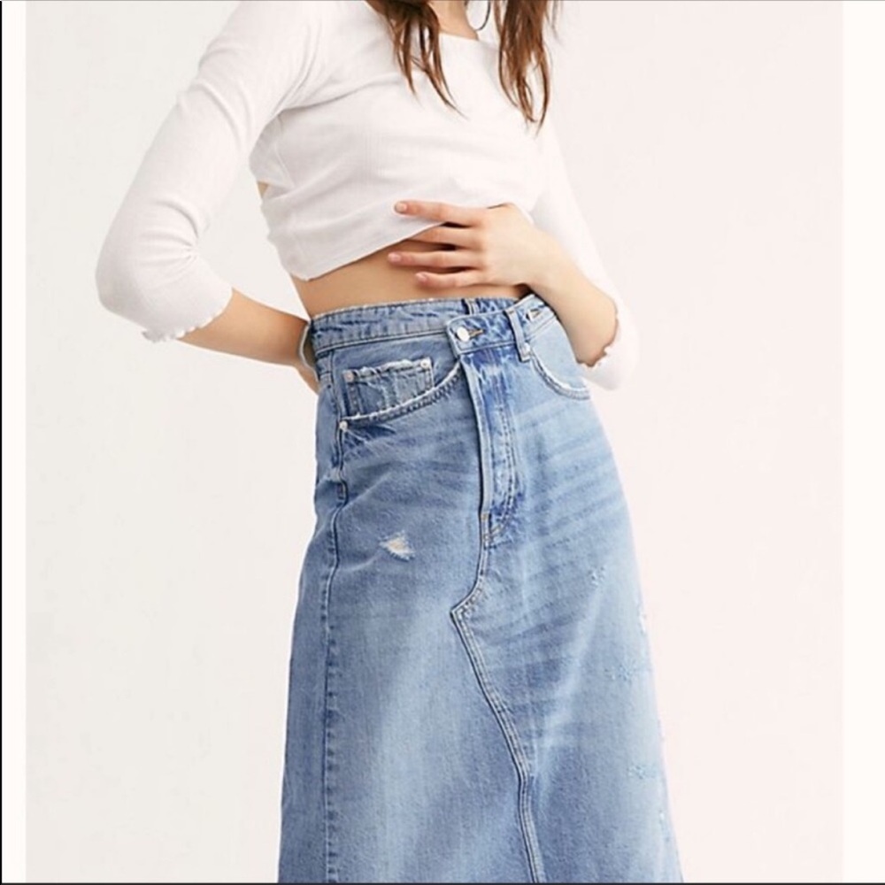 CYBER MONDAY! We The Free reworked denim skirt - Picture 3 of 8
